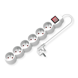 Value VALUE 6voudige stekkerdoos UTE, met aan/uit schakelaar, wit, 1,5 m