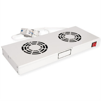 Roline ROLINE 19-inch dakventilatorunit 2 ventilatoren , Thermostaat grijs