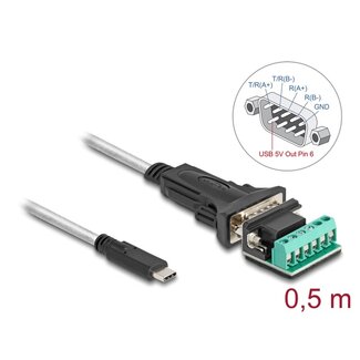 DeLOCK Delock Adapter USB Type-C™ to 1 x Serial RS-422/485 male with 6 pin terminal block 5 V 0.5 m