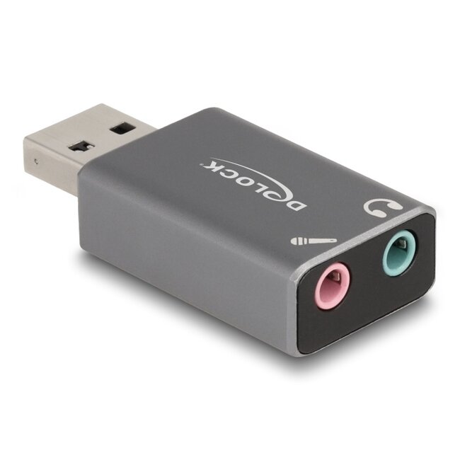 Delock External USB Sound Card with USB-A male to 2 x 3.5 mm Stereo jack Plug & Play audio adapter for PC, Laptop and Mac