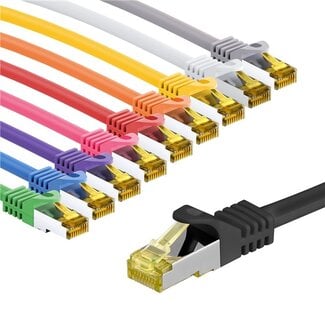 Goobay Goobay RJ45 Patch Cord CAT 6A S/FTP (PiMF), 500 MHz, with CAT 7 Raw Cable, 3 m, Set in 10 Colours