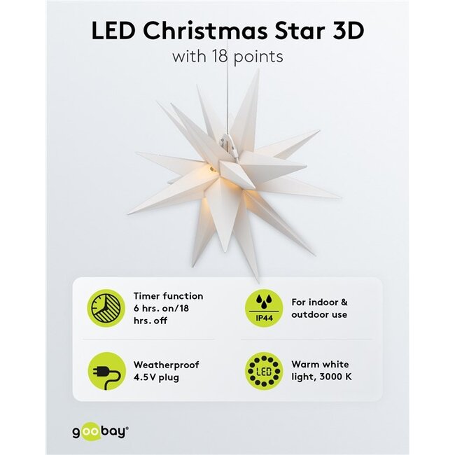Goobay LED Christmas Star 3D, Ø 56 cm, 4.5 V outdoor transformer