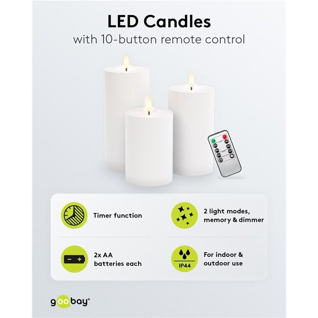 Goobay Set of 3 LED Candles "Outdoor"