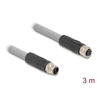 DeLOCK Delock M12 Cable L-coded 5 pin male to female PUR suitable for drag chains 3 m grey