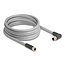 Delock M12 Cable L-coded 5 pin male right angled to female straight PUR suitable for drag chains 5 m grey