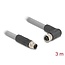 Delock M12 Cable L-coded 5 pin male straight to female right angled PUR suitable for drag chains 3 m grey