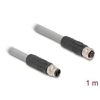 DeLOCK Delock M12 Cable L-coded 5 pin male to female PUR suitable for drag chains 1 m grey
