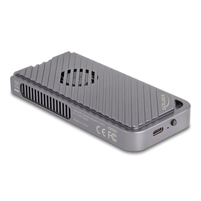 Delock USB 40 Gbps Enclosure for 1 x M.2 NVMe SSD in Gaming Style with LED and Fan - tool free