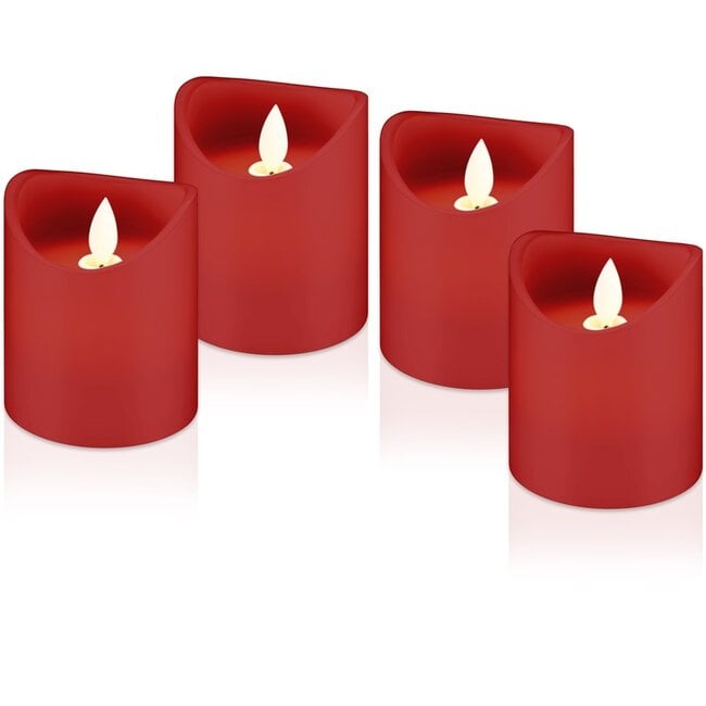 Goobay Set of 4 LED Real Wax Candles, red