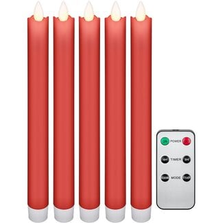 Goobay Goobay Set of 5 Red LED Real Wax Rod Candles, incl. Remote Control