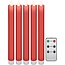 Goobay Set of 5 Red LED Real Wax Rod Candles, incl. Remote Control