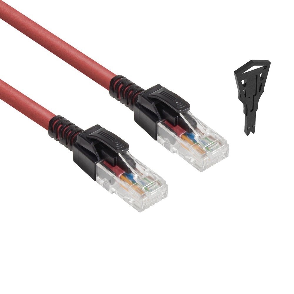 ACT Rode 5 meter U/UTP CAT6A LSZH vergrendelbare patchkabel snagless met RJ45 connectoren FB5505