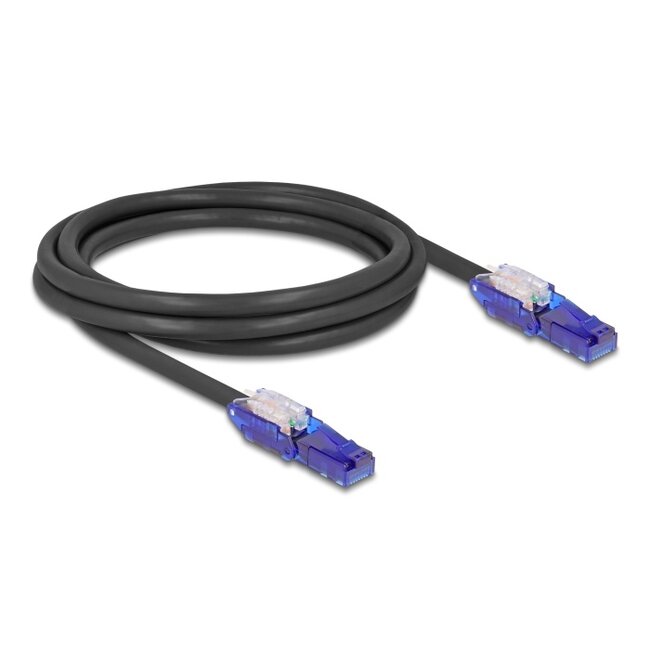 Delock RJ45 Network Cable Cat.6 UTP with 180° angled plugs black 2 m