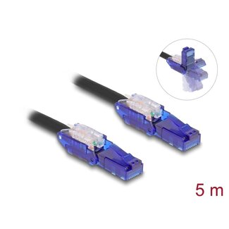 DeLOCK Delock RJ45 Network Cable Cat.6 UTP with 180° angled plugs black 5 m