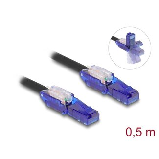 DeLOCK Delock RJ45 Network Cable Cat.6 UTP with 180° angled plugs black 0.5 m