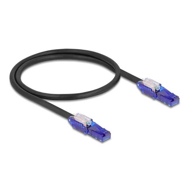 Delock RJ45 Network Cable Cat.6 UTP with 180° angled plugs black 0.5 m
