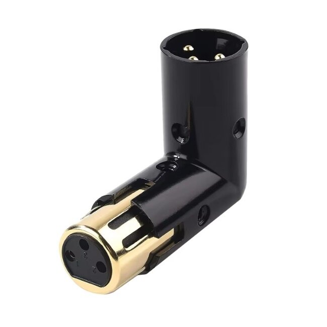 Premium XLR (m) – XLR (v) haakse adapter | zwart