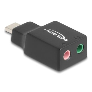 DeLOCK Delock External USB Sound Card with Type-C™ male to 2 x 3.5 mm Stereo jack Plug & Play Audio Adapter black