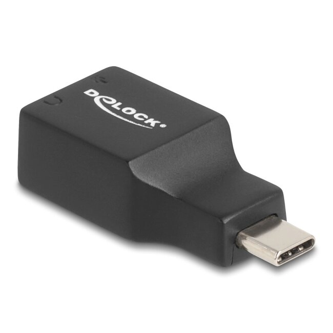Delock External USB Sound Card with Type-C™ male to 2 x 3.5 mm Stereo jack Plug & Play Audio Adapter black
