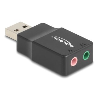 DeLOCK Delock External USB Sound Card with USB-A male to 2 x 3.5 mm Stereo jack Plug & Play audio adapter black