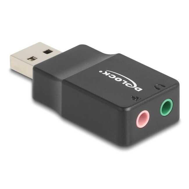 Delock External USB Sound Card with USB-A male to 2 x 3.5 mm Stereo jack Plug & Play audio adapter black