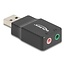 Delock External USB Sound Card with USB-A male to 2 x 3.5 mm Stereo jack Plug & Play audio adapter black