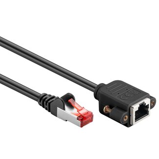 Goobay SFTP CAT6 netwerk verlengkabel | inbouwconnector | zwart | 1 meter