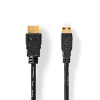 Nedis High Speed ​​HDMI™-Kabel met Ethernet | HDMI™ Connector | HDMI™ Mini-Connector | 4K@30Hz | 10.2 Gbps | 3.00 m | Rond | PVC | Zwart | Label