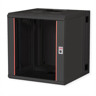 Roline ROLINE 19-inch wandbehuizing Pro 12 U , 600x600 BxD tweedelig draaibaar zwart