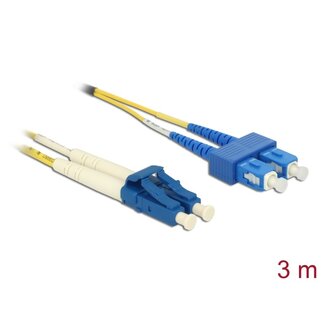 DeLOCK Delock Cable Optical Fibre LC Duplex to SC Duplex Singlemode OS2 3 m