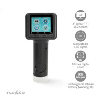 Nedis Microscoopcamera | 1080p@30fps | 48 MPixel | Zoom: 8 x | Vergroting: 500 x | Scherm grootte: 2 " | Ja | Zwart