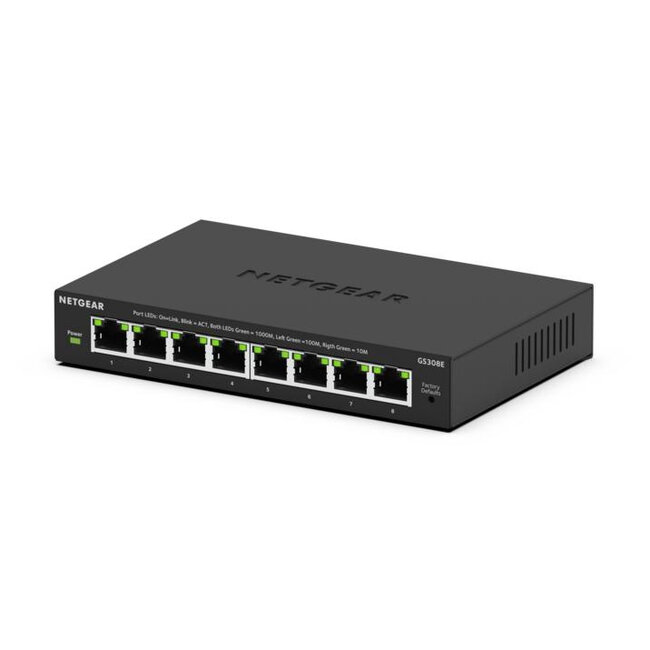 NETGEAR GS308E Managed L2/L3 Gigabit Ethernet (10/100/1000) Power over Ethernet (PoE) Zwart