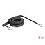 Delock Telephone Cable / Coiled Cable RJ11 plug to RJ45 plug black 5 m
