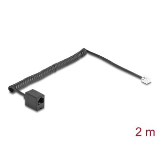 DeLOCK Delock Telephone Cable / Coiled Cable RJ11 plug to RJ45 jack black 2 m