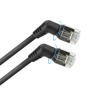ACT UFTP CAT6a slimline netwerkkabel | 360° draaibaar | zwart | 3 meter
