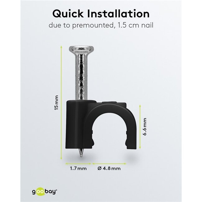 Goobay kabelklemmen met spijker | max. 5mm | 100 stuks | zwart