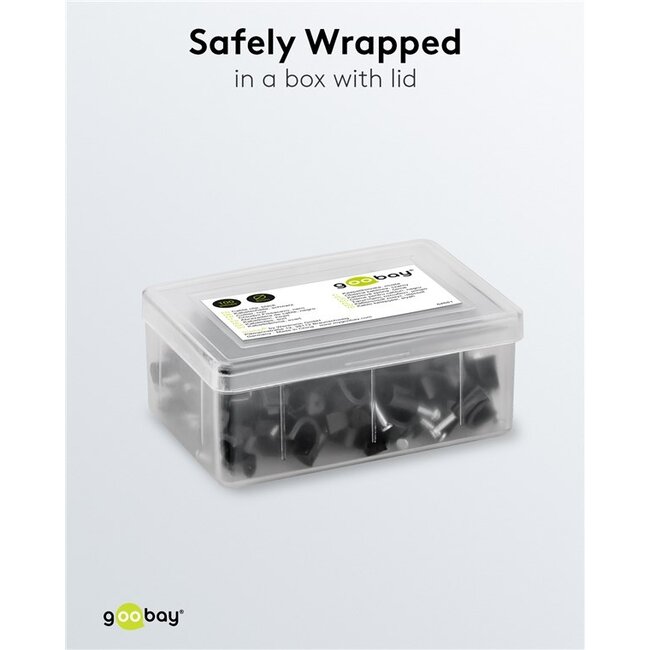 Goobay kabelklemmen met spijker | max. 8mm | 100 stuks | zwart