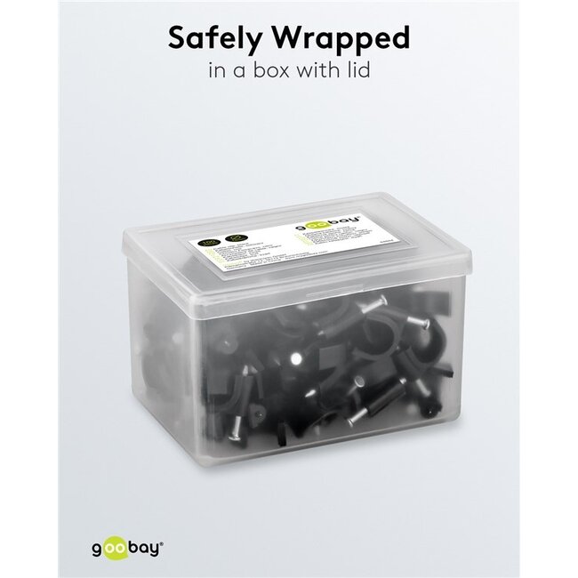 Goobay kabelklemmen met spijker | max. 12mm | 100 stuks | zwart