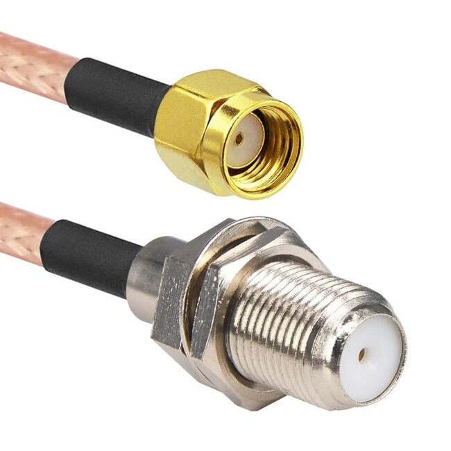 RP-SMA (m) - F (v) inbouw adapter | RG316 | 50 Ohm | 0,10 meter