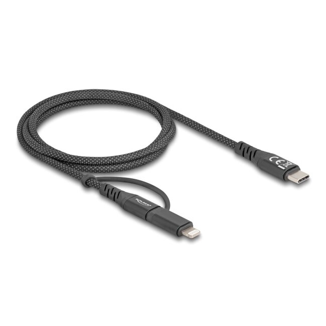 Delock USB Cable 2 in 1 USB Type-C™ to USB Type-C™ / Lightning™ for iPhone™ and iPad™ 1 m MFi 60 W