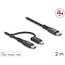 Delock USB Cable 2 in 1 USB Type-C™ to USB Type-C™ / Lightning™ for iPhone™ and iPad™ 2 m MFi 60 W