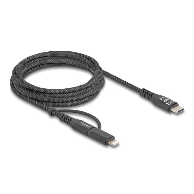 Delock USB Cable 2 in 1 USB Type-C™ to USB Type-C™ / Lightning™ for iPhone™ and iPad™ 2 m MFi 60 W
