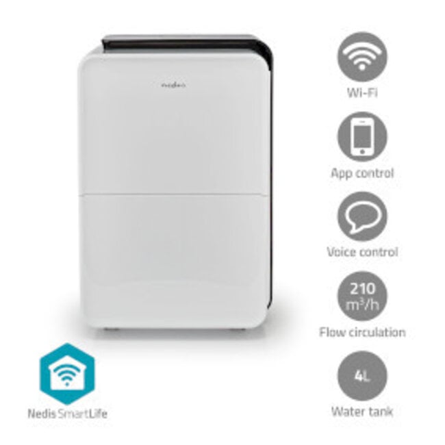 SmartLife Luchtontvochtiger | Wi-Fi | 30 l/Dag | Ontvochtiging / Continu / Was drogen / Ventilatie | Android™ / IOS | Regelbare hygrostaat | 210 m³/h