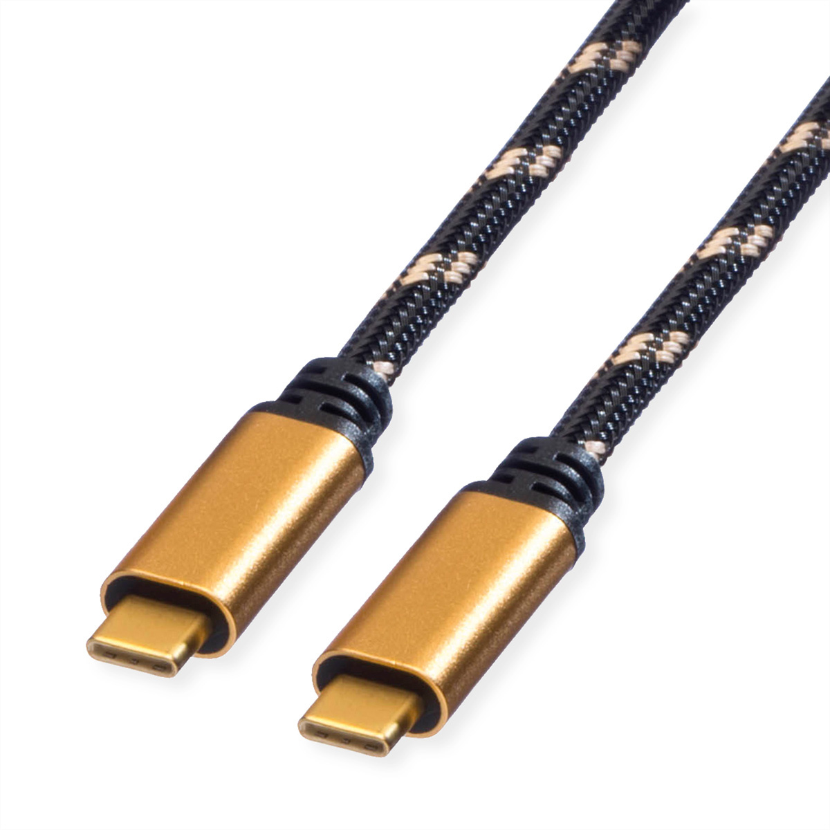 ROLINE GOLD USB4 Gen3x2 Kabel, C-C, M/M, 40Gbit/s, 100W , zwart / goud, 2 m