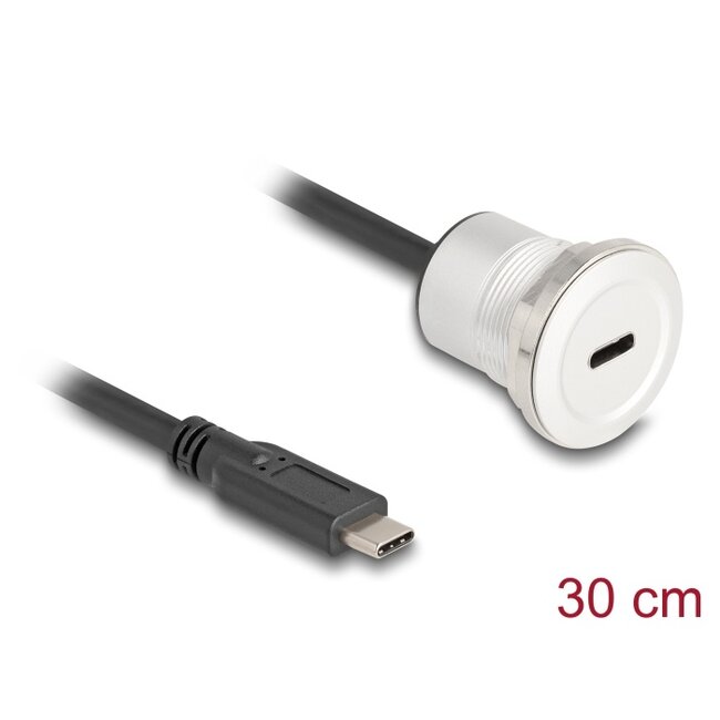 Delock USB 10 Gbps Type-C™ built-in female with cable plug 30 cm aluminium