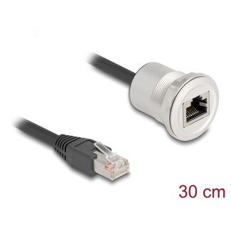 DeLOCK Delock RJ45 built-in jack with cable plug Cat.5e STP 30 cm aluminium