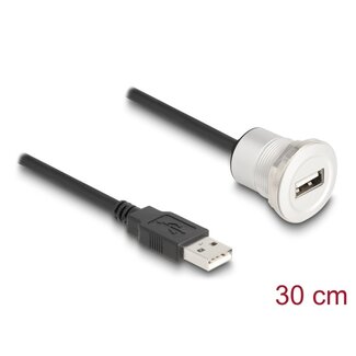 DeLOCK Delock USB 2.0 Type-A built-in female with cable plug 30 cm aluminium