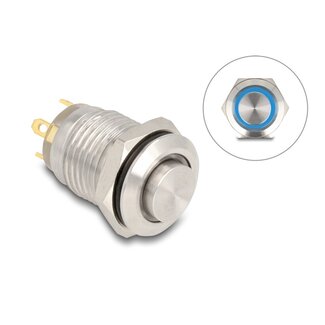 DeLOCK Delock Push Button for Installation 12 mm 4 x solder connection LED blue