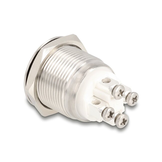 Delock Push Button for Installation 19 mm 4 x Screw Terminal LED white