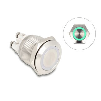 DeLOCK Delock Push Button for Installation 19 mm 4 x Screw Terminal LED green